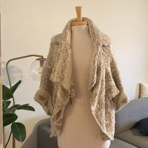 Ivory + Beige Shawl 3/4 Sleeve Cardigan | XS/S